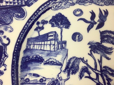 Lot 777 - Philippa Perry (b.1957-), Normal Life plate, produced for Grayson's Art Club, decorated in blue and white, stamped marks to underside
