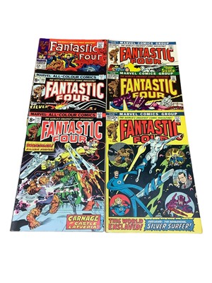 Lot 213 - Marvel Comics Fantastic Four #77 (1968). Galactus, Silver Surfer and Psycho Man appearances. Priced 12 cents. Together with Fantastic Four issues 121, 122, 123, 155 and 157. (6)