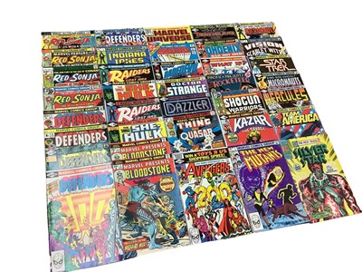 Lot 214 - Mixed group of Marvel Comics to include She-Hulk #1 (1980), Red Sonja #1 (1977), The Defenders and many others. Together with Pacific comics Rocketeer #1 (1982) and a small group of DC Comics. Appr...