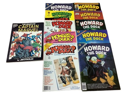 Lot 216 - Marvel Comic (1979-81) Howard The Duck Magazine #1-9 together with Marvel Graphic Novel The Death of Captain Marvel by Jim Starlin and other Magazines. Approximately 20 comics in lot