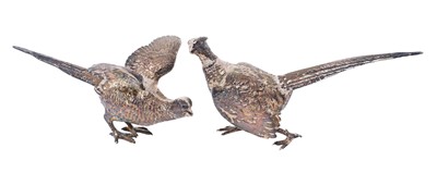 Lot 212 - Pair of contemporary silver models of pheasants