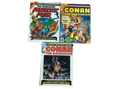 Lot 215 - The Savage Sword of Conan the Barbarian #1 (1974 - Curtis). Includes the first appearance of Red Sonja's chain mail bikini and first appearance of Blackmark. Together with a complete run from issue...