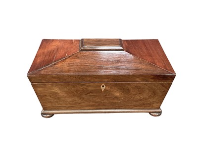 Lot 1129 - William IV rosewood tea caddy of sarcophagus form