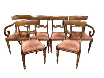 Lot 1119 - Set of six Victorian mahogany dining chairs with drop-in seats