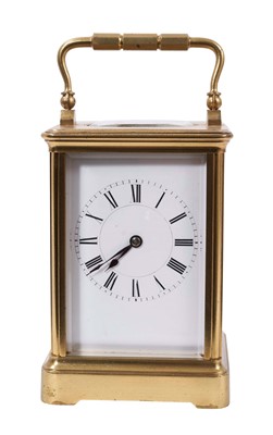 Lot 625 - French brass cased carriage clock with key