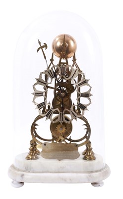 Lot 624 - Victorian brass skeleton clock with presentation plaque