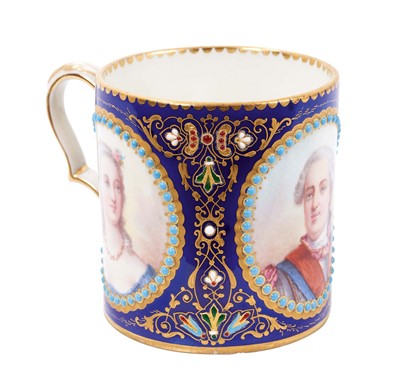 Lot 114 - A Sèvres mug  finely painted with named portraits
