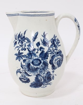 Lot 102 - A Lowestoft sparrow beak milk jug, printed with the Three Flowers pattern, circa 1780