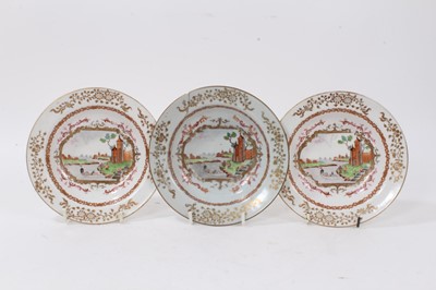 Lot 97 - A pair of unusual English porcelain small bowls, painted in Chinese style, circa 1800, and the Chinese Export original