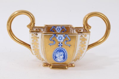 Lot 68 - A Coalport two handled square section bowl, circa 1885