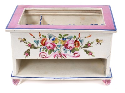 Lot 71 - A Bristol pearlware thread box, circa 1820