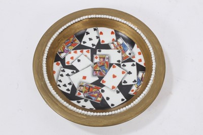 Lot 74 - A Derby saucer, painted with playing cards, circa 1815