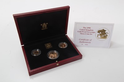 Lot 445 - G.B. - Royal Mint three coin gold proof set 1990