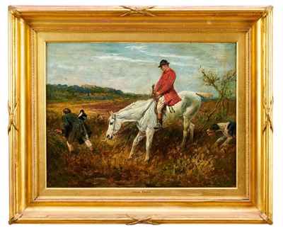 Lot 921 - John Emms (1843-1912) oil on canvas - A Hunting Accident, signed, 43cm x 56cm, in gilt frame