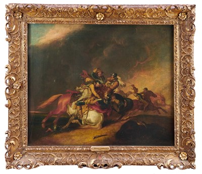 Lot 898 - Abraham Cooper (1787-1868) oil on canvas - Battle Scene, signed and dated 1818, 63cm x 76cm, in glazed gilt frame