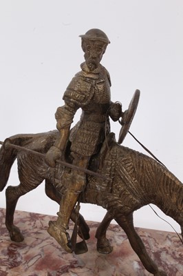 Lot 704 - Metalware model of Don Quixote on marble base