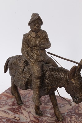Lot 704 - Metalware model of Don Quixote on marble base