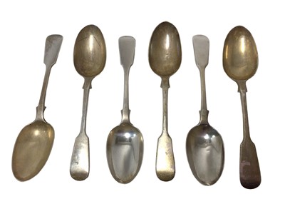 Lot 203 - Set of six late Victorian fiddle pattern dessert spoons