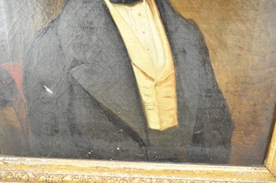 Lot 1326 - J. R. Powell, mid 19th century, oil on canvas - portrait of a gentleman, inscribed on reverse 'Robert Borland...July 1841', 36cm x 31cm, in gilt frame
