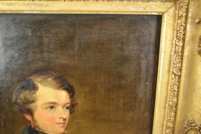 Lot 1326 - J. R. Powell, mid 19th century, oil on canvas - portrait of a gentleman, inscribed on reverse 'Robert Borland...July 1841', 36cm x 31cm, in gilt frame