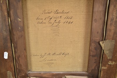 Lot 1326 - J. R. Powell, mid 19th century, oil on canvas - portrait of a gentleman, inscribed on reverse 'Robert Borland...July 1841', 36cm x 31cm, in gilt frame
