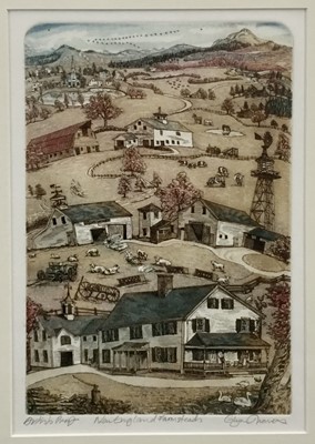 Lot 181 - Glynn Thomas etching- New England Farmsteads, A/P, mounted in glazed frame