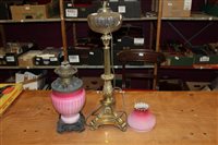 Lot 2769 - Empire-style brass table lamp with glass...