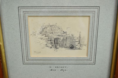 Lot 917 - Henry Bright (1810-1873) pencil sketch - Rural Building, signed, 9.5cm x 13cm, in glazed frame