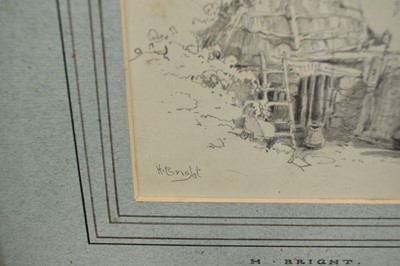 Lot 917 - Henry Bright (1810-1873) pencil sketch - Rural Building, signed, 9.5cm x 13cm, in glazed frame