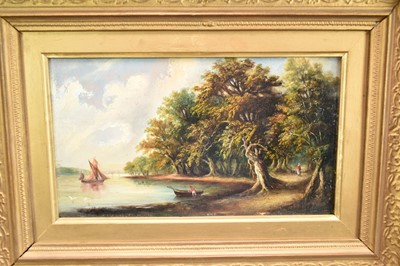 Lot 928 - John Sheppherd, 19th century, oil on board - On The Orwell, 18cm x 31cm, in gilt frame