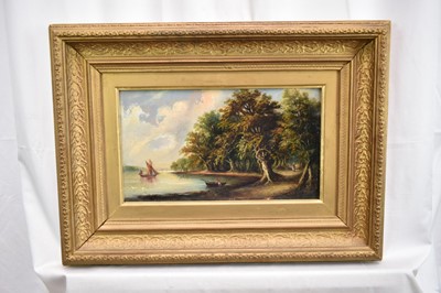 Lot 928 - John Sheppherd, 19th century, oil on board - On The Orwell, 18cm x 31cm, in gilt frame