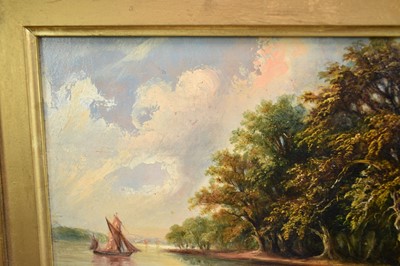 Lot 928 - John Sheppherd, 19th century, oil on board - On The Orwell, 18cm x 31cm, in gilt frame