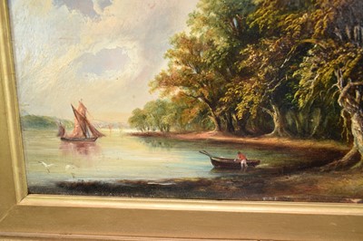 Lot 928 - John Sheppherd, 19th century, oil on board - On The Orwell, 18cm x 31cm, in gilt frame