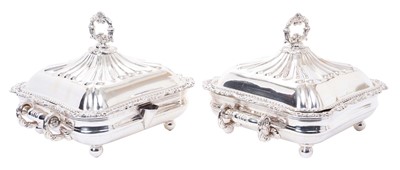 Lot 239 - Pair of silver plated vegetable dishes and covers