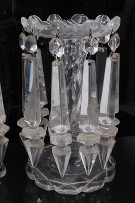 Lot 40 - Pair of Victorian glass lustres