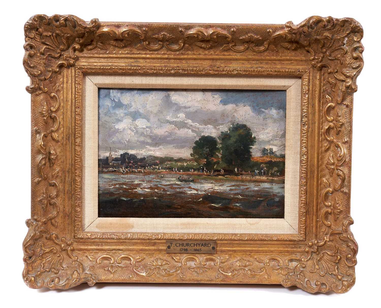 Lot 638 - Circle of Thomas Churchyard (1798-1865), oil on panel, Melton from Wilford Bridge