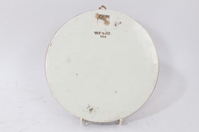 Lot 37 - A Bristol pearlware round plaque, dated 1848