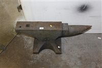 Lot 2892 - Large iron anvil of tyPicturesal form with...