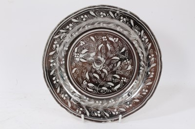 Lot 81 - A pearlware silver resist plate, circa 1800-10