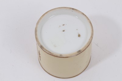 Lot 82 - A Chamberlain’s Worcester yellow ground drum shaped inkwell, circa 1815-20