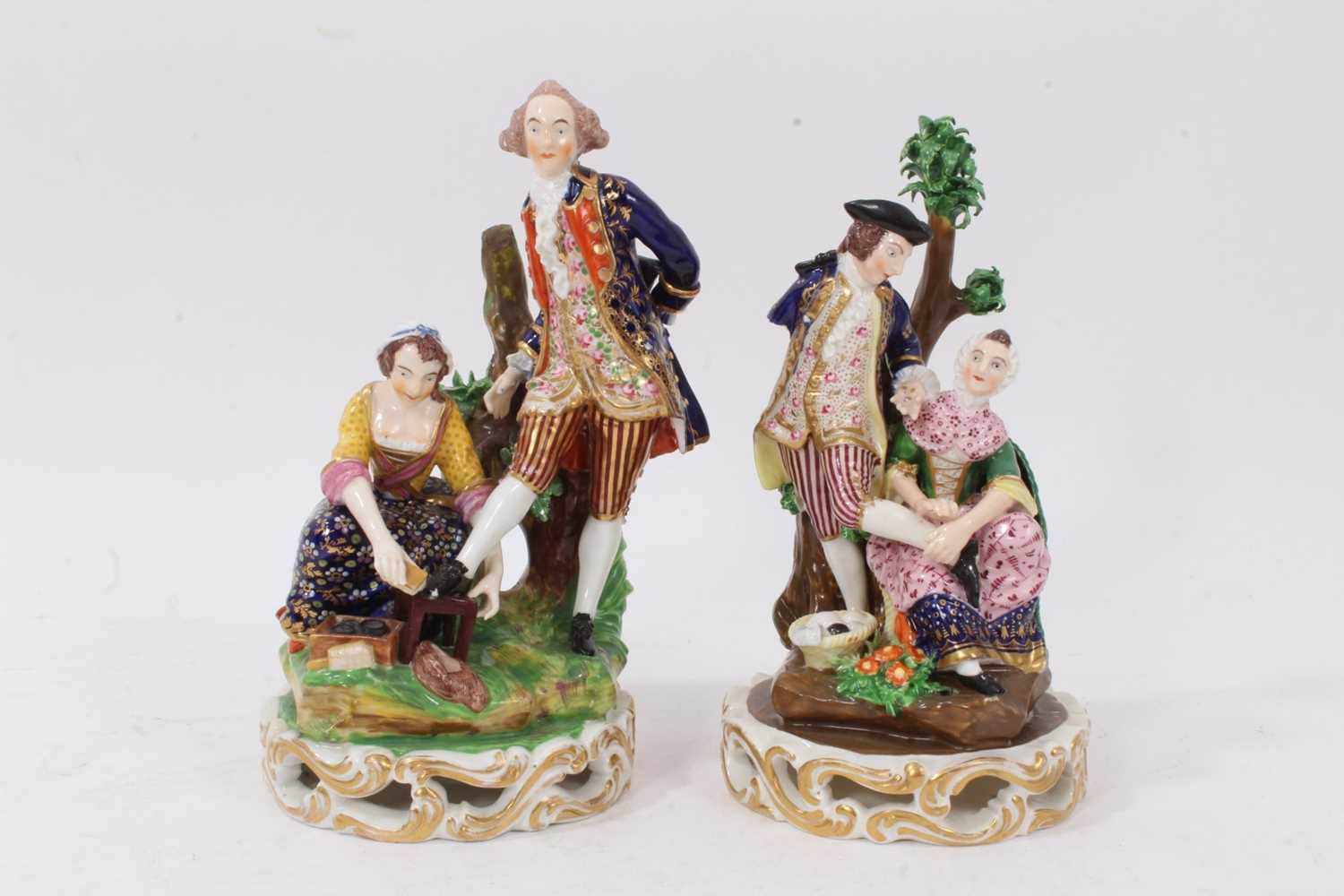 Lot 63 - Two Bloor Derby groups of The Shoe Blacks, circa 1825