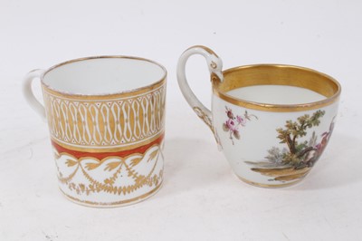 Lot 92 - A Meissen Etruscan shape teacup, painted with a battle scene, and a Spode coffee can