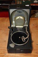 Lot 2744 - 1930s Decca 44 'Horn in lid' portable gramophone