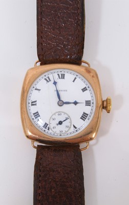 Lot 555 - 1920s Gentlemen’s gold wristwatch.