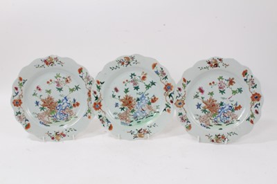 Lot 55 - A set of three Chinese export famille rose plates
