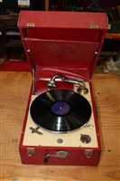 Lot 2745 - 1930s Decca red cased 50 portable gramophone