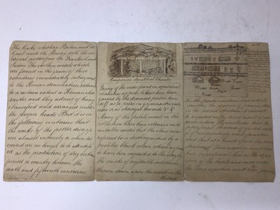 Lot 53 - 19th century pen and ink hand inscribed descriptions of antique burial chambers
