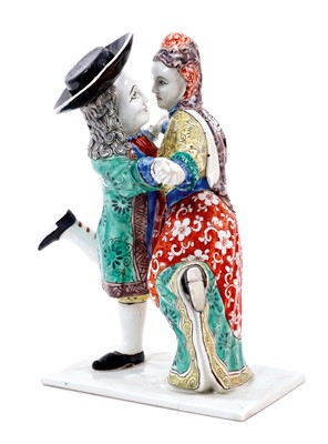 Lot 6 - Rare 18th century Chinese export porcelain European subject figure group of two Dutch dancers