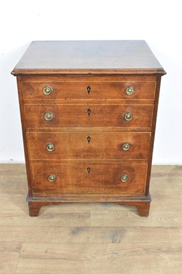 Lot 1058 - Georgian mahogany faux front commode, with hinged top enclosing lined interior for bottle storage, raised on bracket feet, 53cm wide x 43cm deep x 66cm high