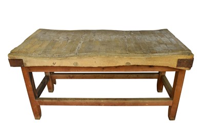 Lot 1075 - Very substantial antique butchers block on stand, 155cm wide x 74cm deep x 85cm high